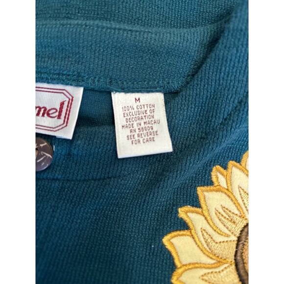 Bechamel green cardigan w/sunflowers, vintage, whimsical, cozy, wacky, prairie - Picture 6 of 6